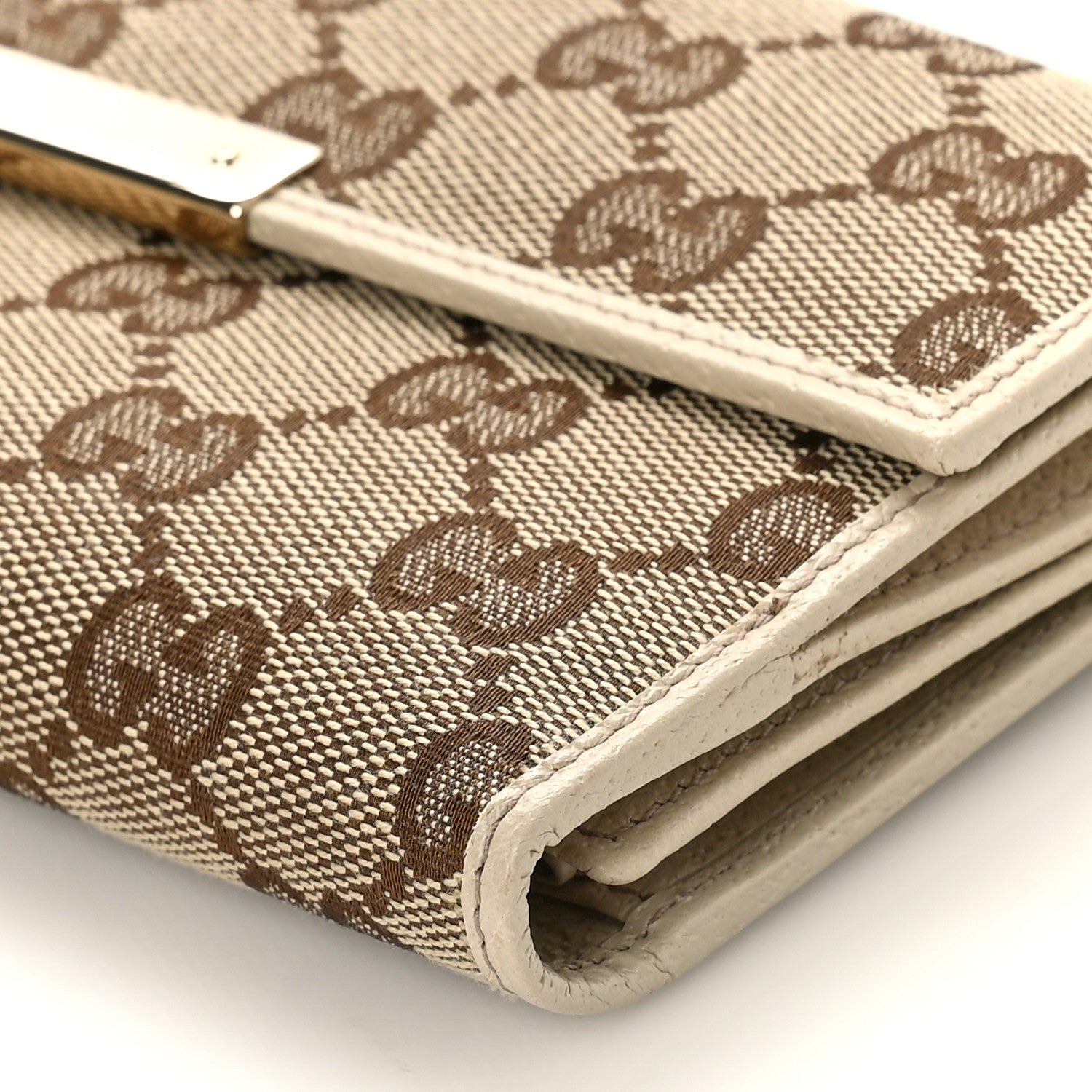 Gucci Monogram Metal Bar Continental Flap Wallet Off White 9 of 9
