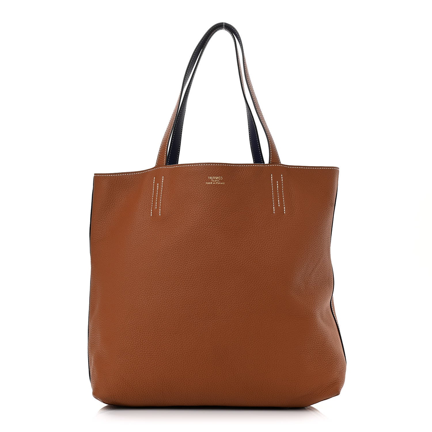 Hermes Taurillon Clemence Double Sens 45 Reversible Tote Gold Bleu Encre 1 of 16