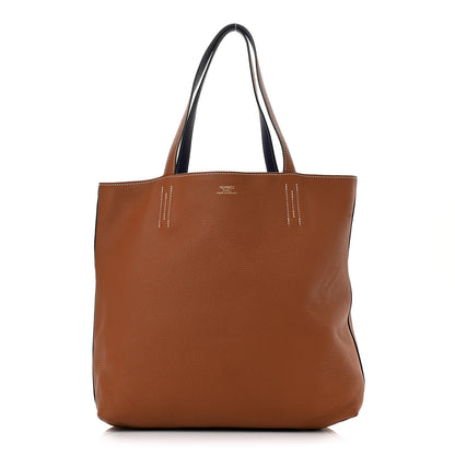 Hermes Taurillon Clemence Double Sens 45 Reversible Tote Gold Bleu Encre 1 of 16