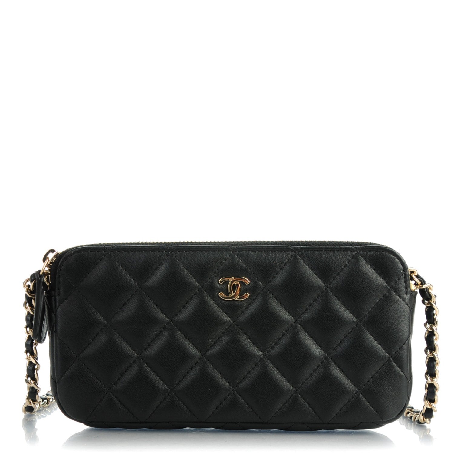 Chanel Lambskin Quilted Small Clutch With Chain Black 1 of 8
