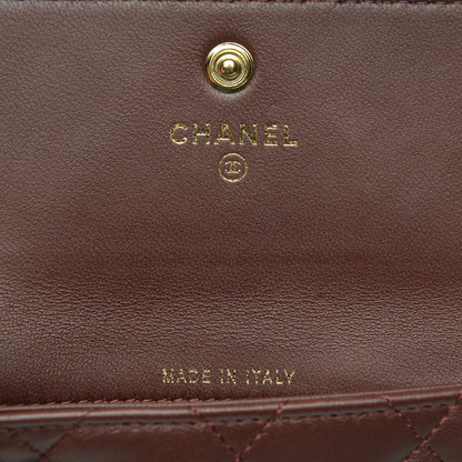 Chanel Lambskin Quilted Wallet With Removable Chain Grey Burgundy 8 of 10