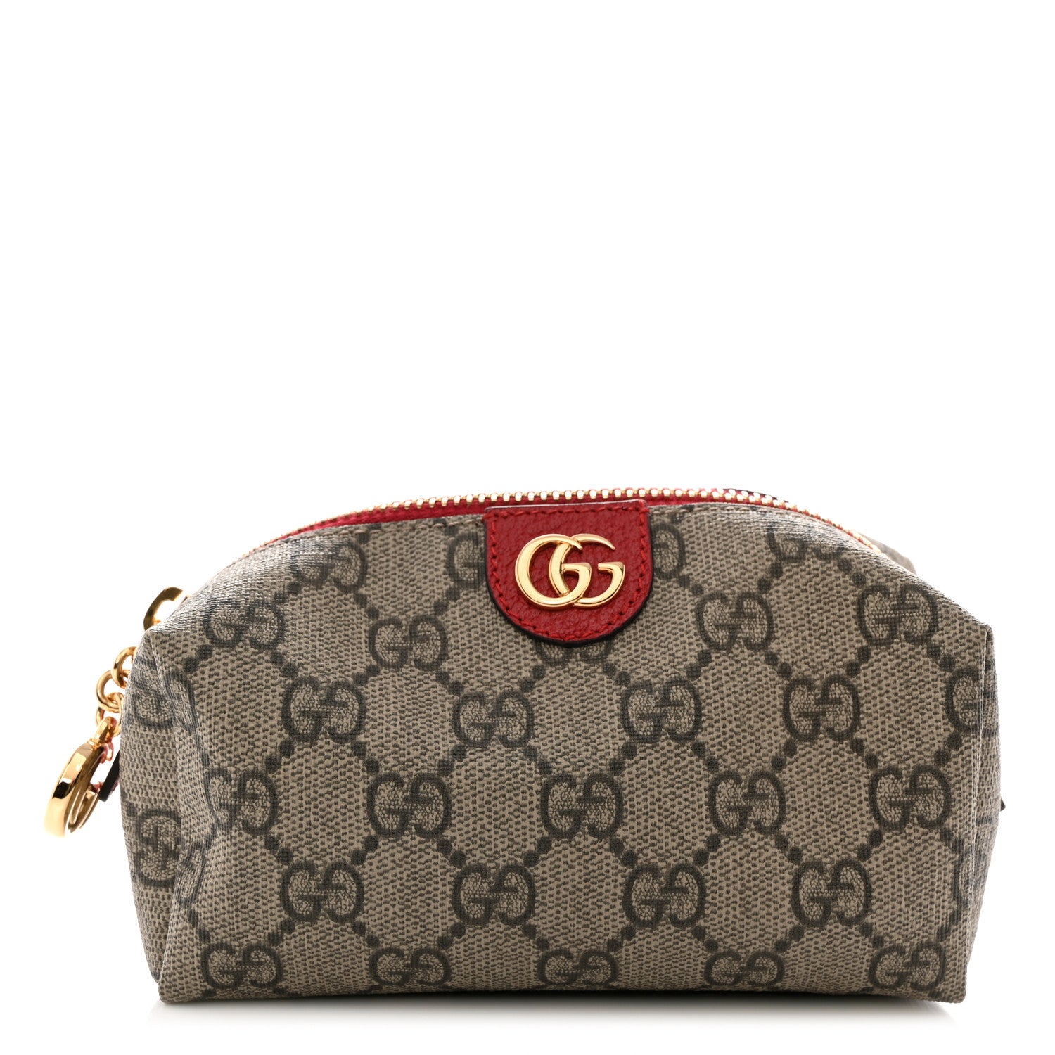 Gucci Soft GG Supreme Monogram Calfskin Small Ophidia Cosmetic Case Beige Ebony Hibiscus Red 1 of 7