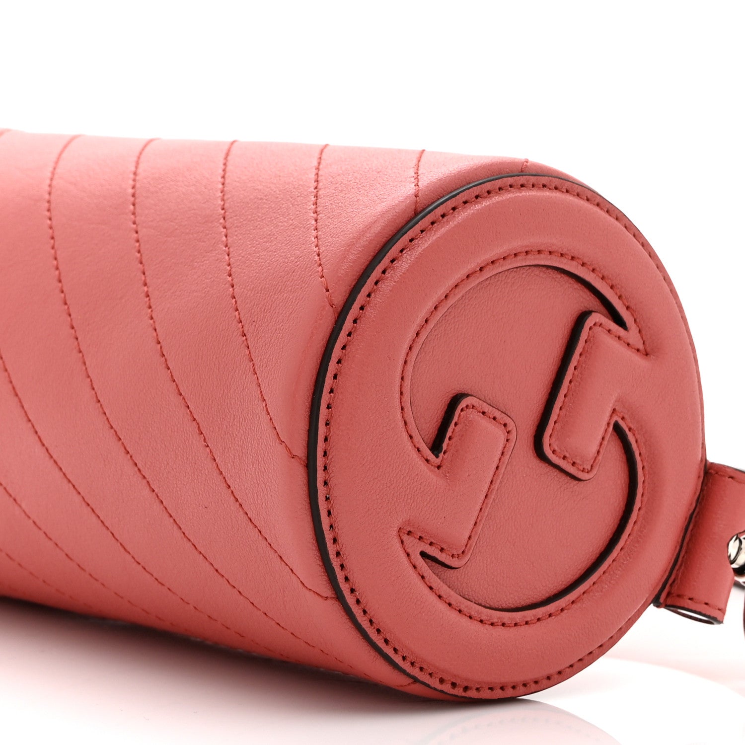 Gucci Sakai Be Green Calfskin Diagonal Stitched Mini Blondie Barrel Shoulder Bag Pink 10 of 10