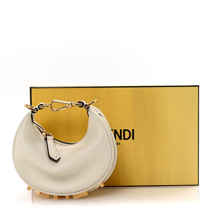 Fendi Vitello Grace Matte Nano Fendigraphy Hobo Charm White Ice 8 of 8