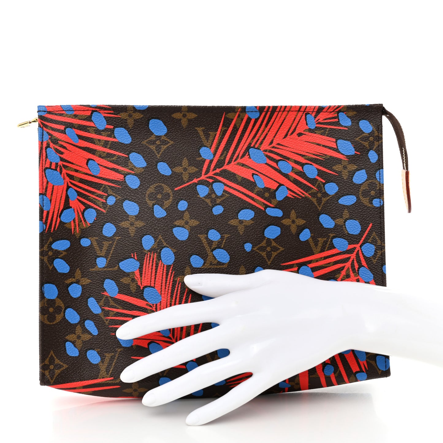 Monogram Jungle Dots Toiletry Pouch 26 Coquelicot Denim