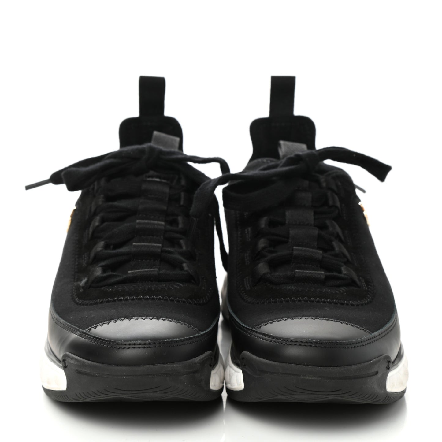Velvet Calfskin Mixed Fibers CC Sneakers 37 Black