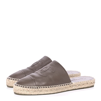 Chanel Calfskin CC Espadrille Mules 39 Dark Beige 3 of 11