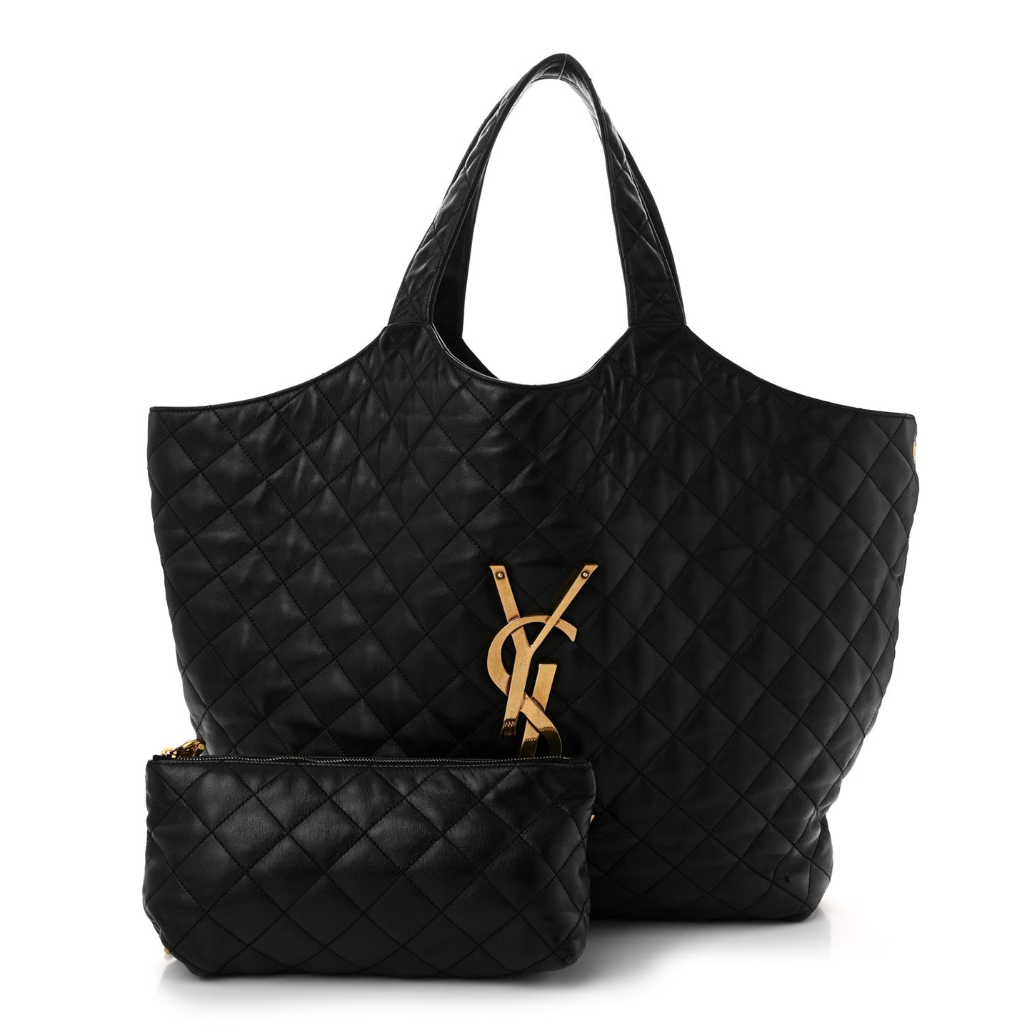 Lambskin Quilted Maxi Icare Shopping Tote Black