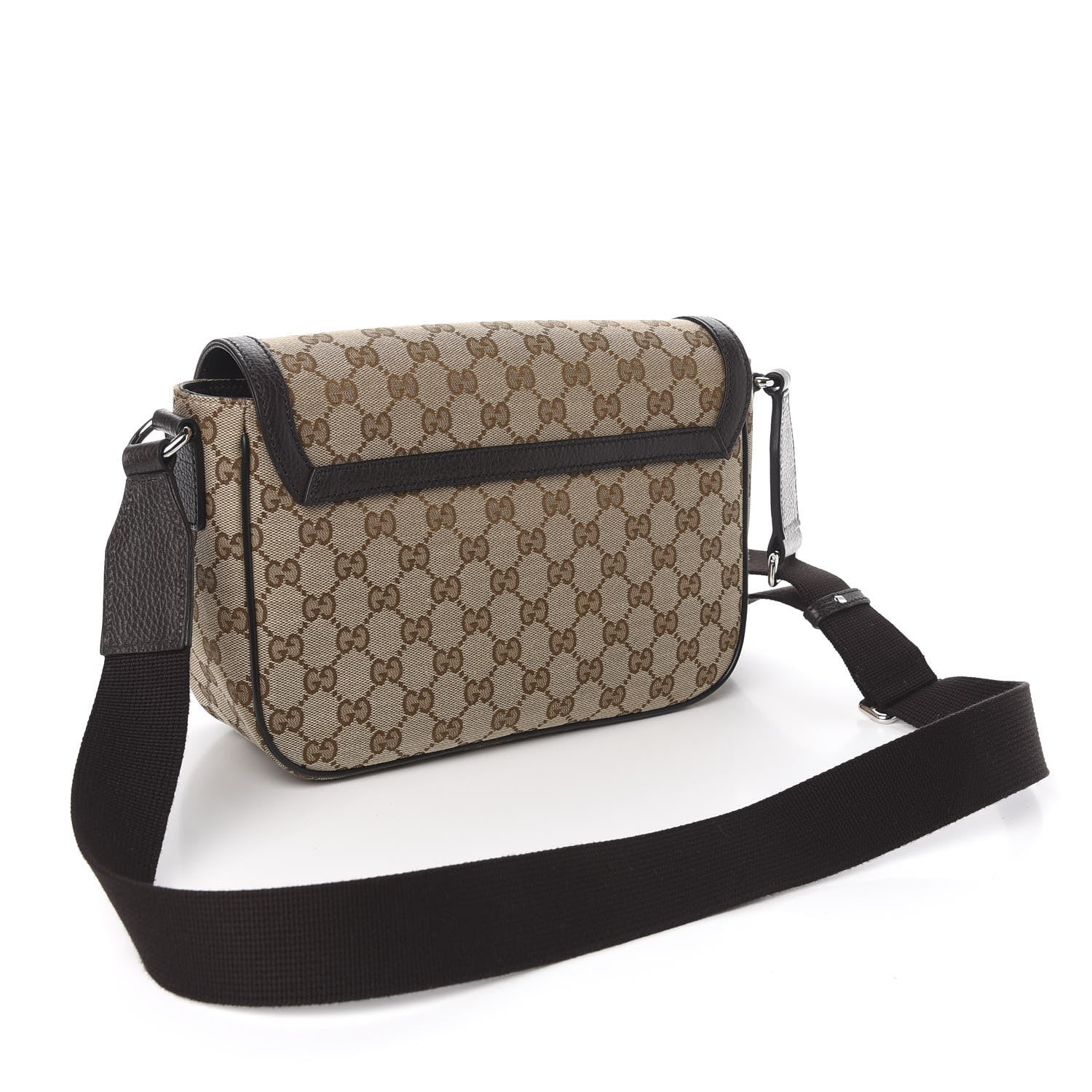 Gucci Monogram Flap Messenger Bag Beige Dark Brown 3 of 10