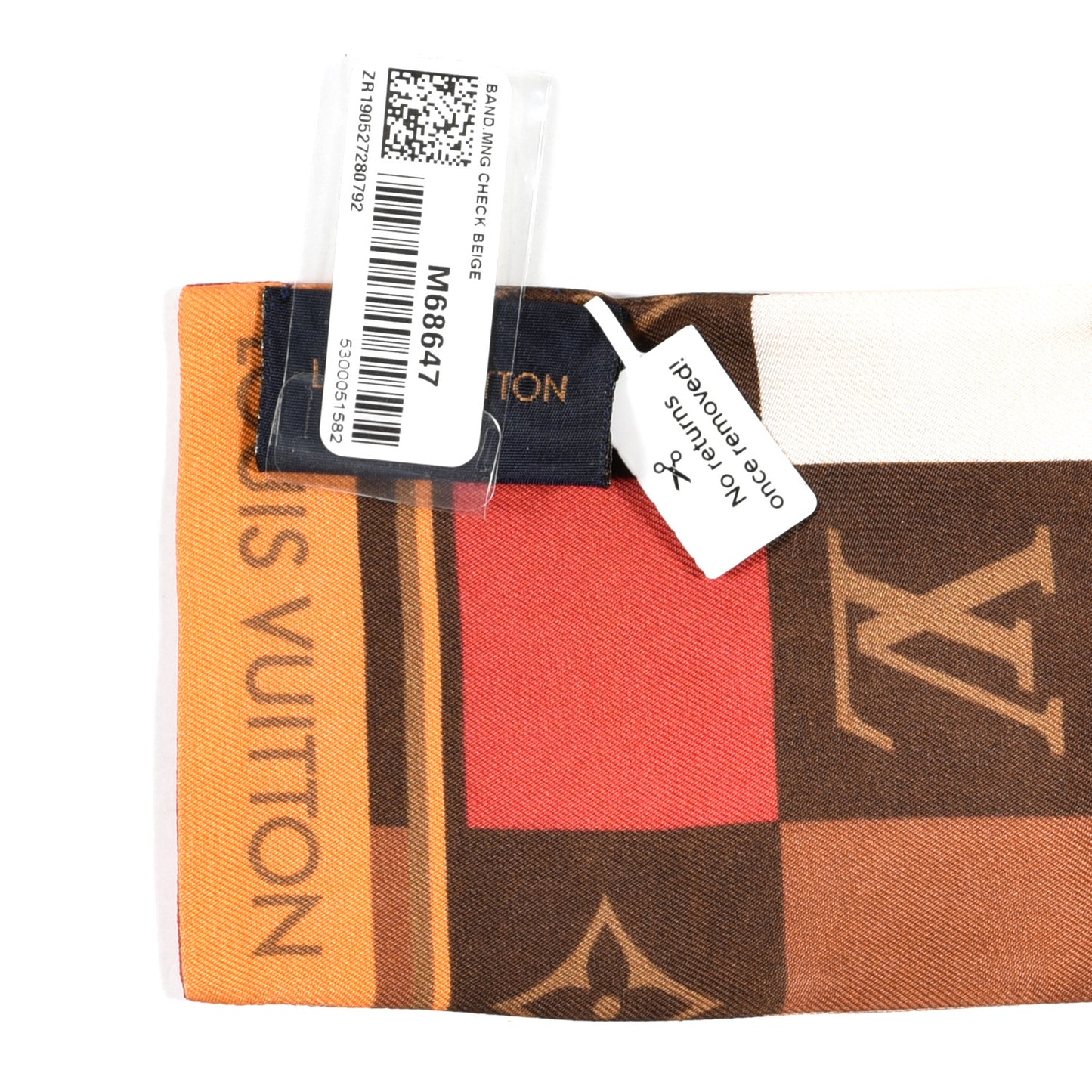 Silk Monogram Check Bandeau Beige