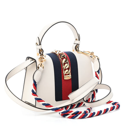 Gucci Calfskin Mini Sylvie Top Handle Bag White 3 of 8