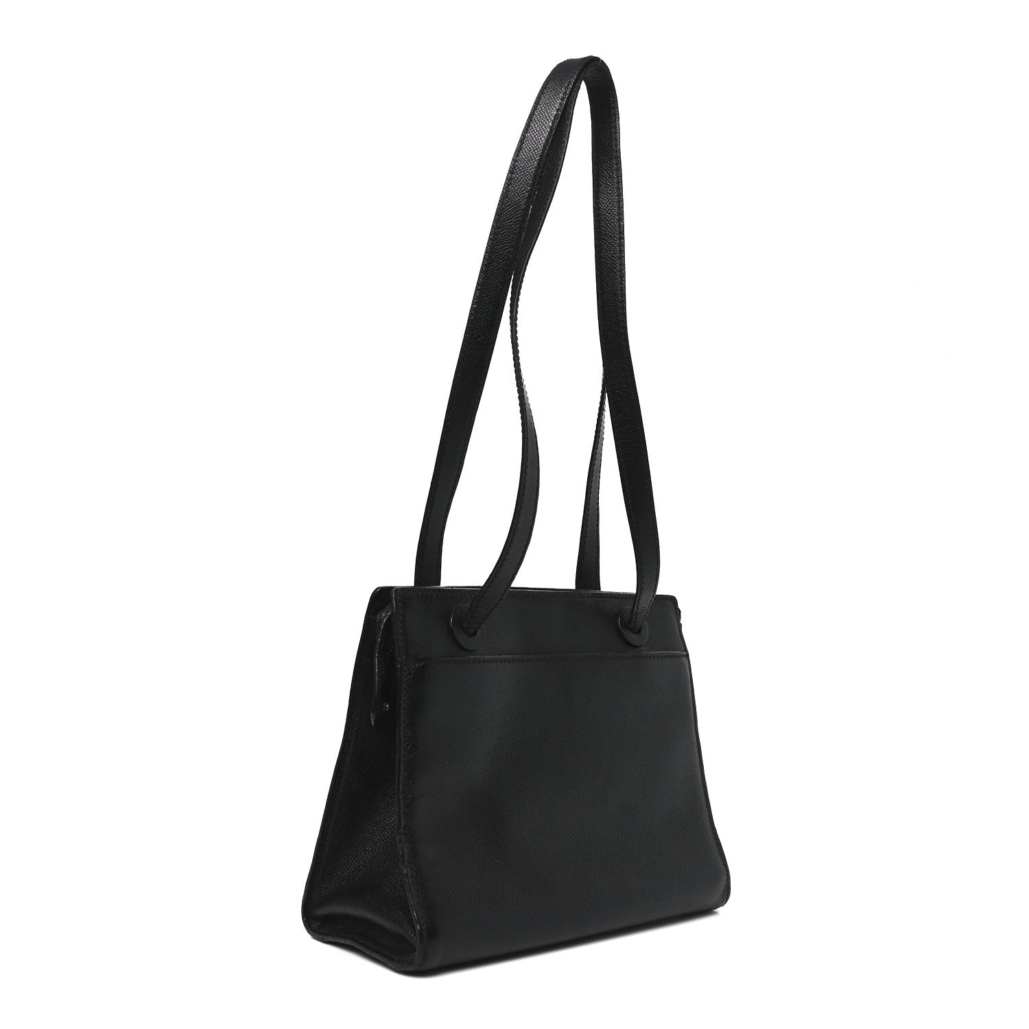 Chanel Grained Calfskin Logo Shoulder Bag Black 3 of 10