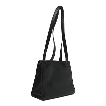 Chanel Grained Calfskin Logo Shoulder Bag Black 3 of 10