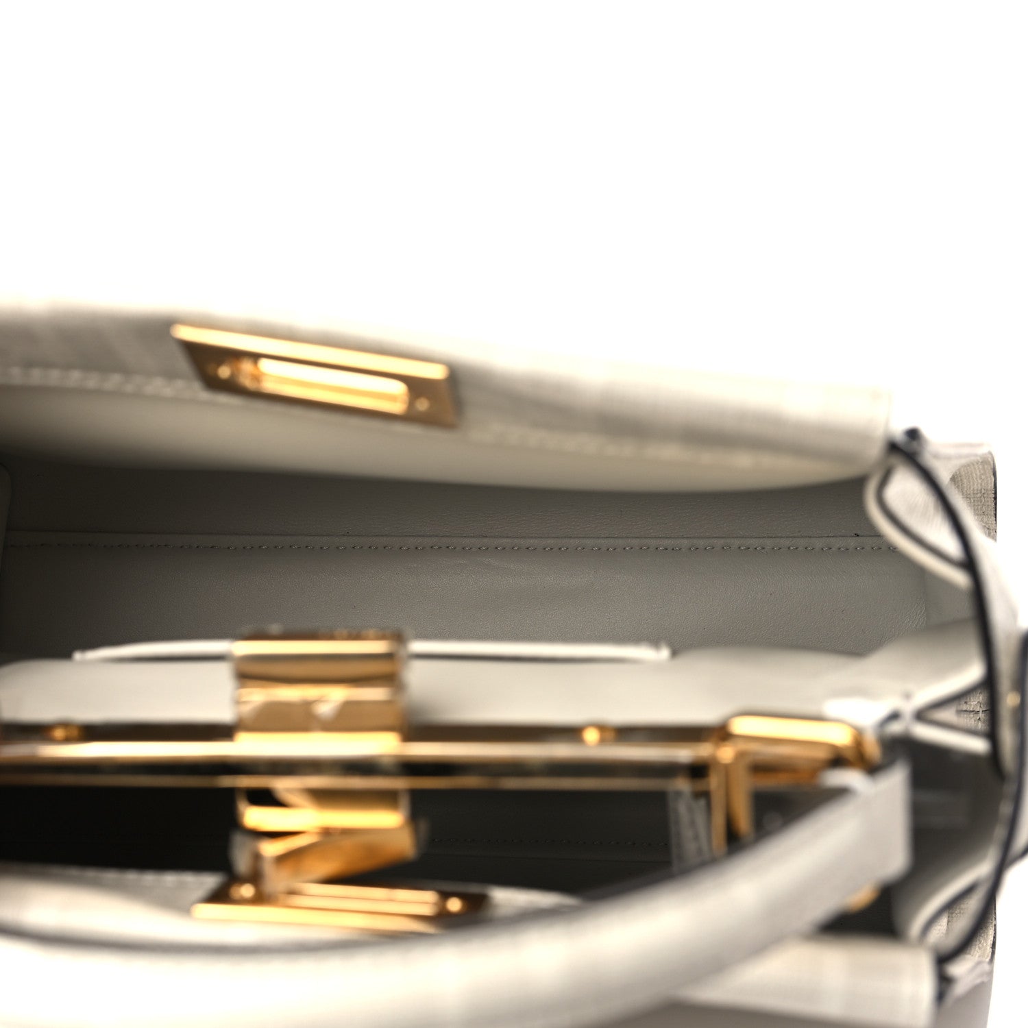 Fendi Glazed Fabric Nappa FF Disco Girls Inlay Mini Peekaboo Iconic Satchel Bianco Perla Multicolor 4 of 6