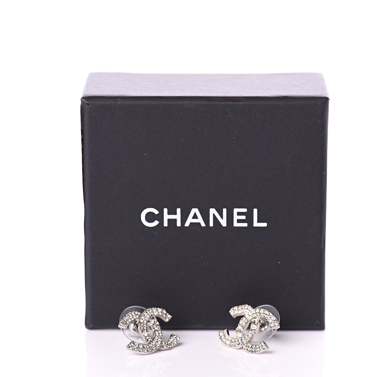 Chanel Crystal CC Earrings Silver 5 of 5