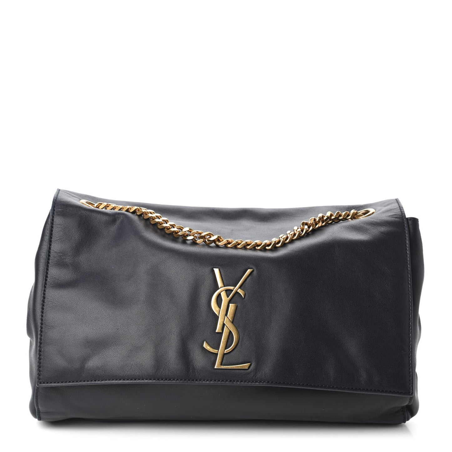 Smooth Calfskin Suede Medium Reversible Monogram Kate Satchel Navy