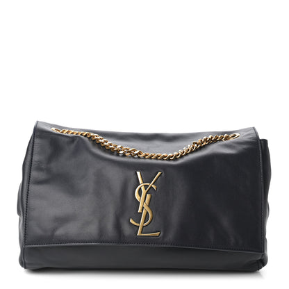 Saint Laurent Smooth Calfskin Suede Medium Reversible Monogram Kate Satchel Navy 1 of 17
