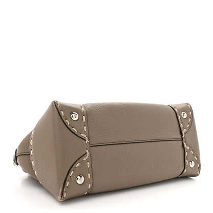 Fendi Vitello Stampa Granata Macro Stitchings Medium By The Way Boston Bag Tartufo 4 of 15