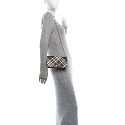 Burberry Check Chain Strap Wallet Black Calico 2 of 9