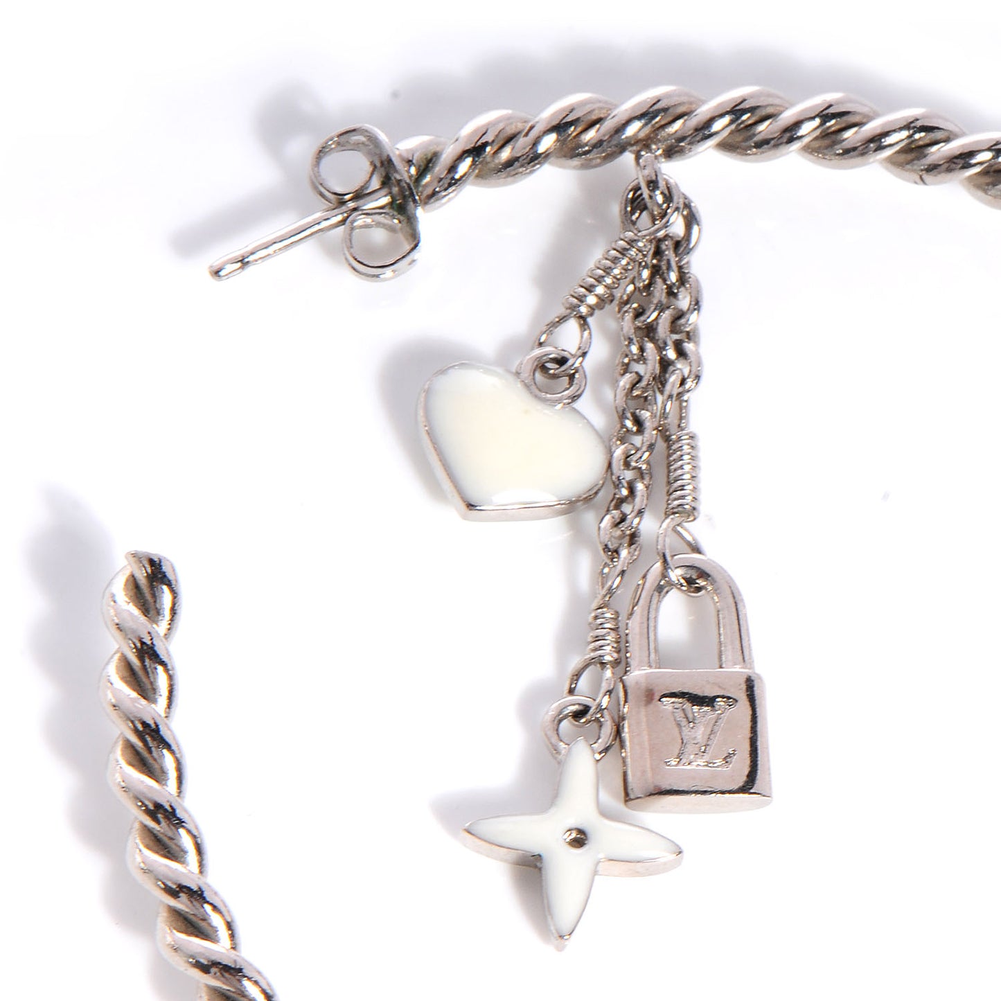 Sweet Monogram Creole Hoop Earrings White