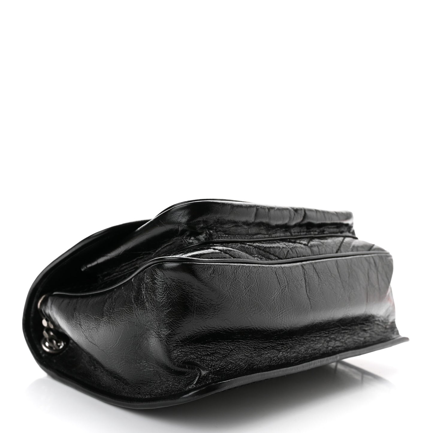 Crinkled Calfskin Matelasse Monogram Medium Niki Chain Satchel Black