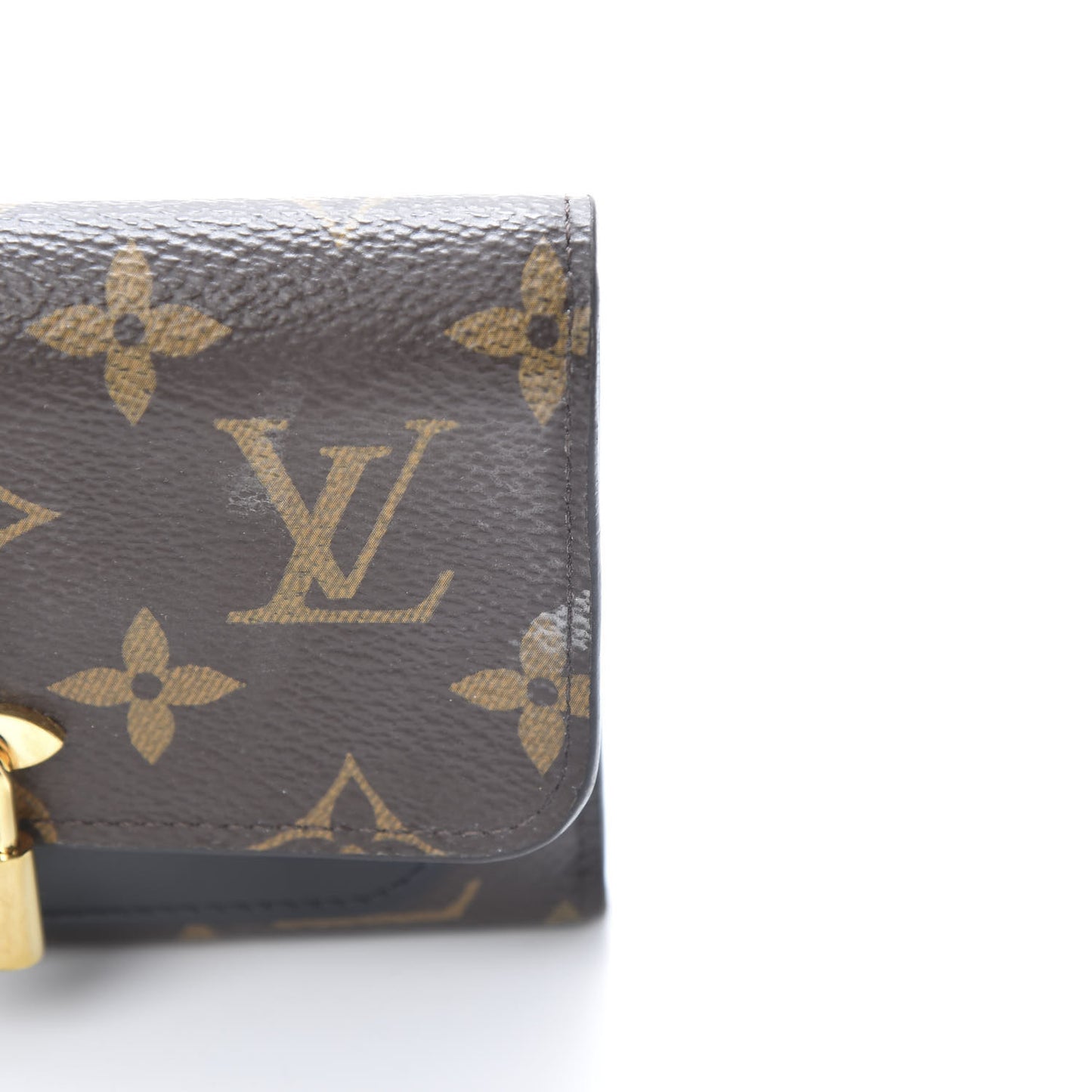 Monogram Flower Lock Compact Wallet Black