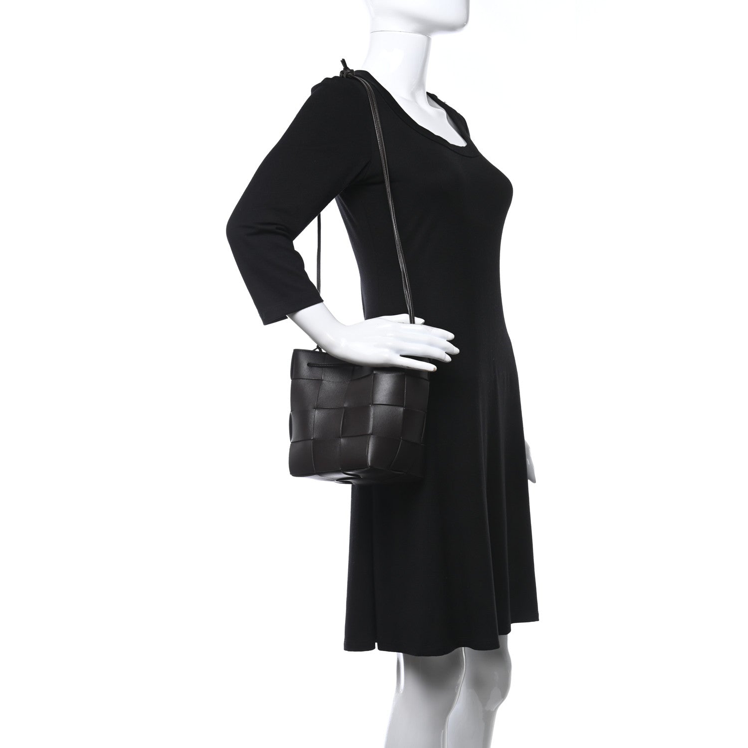 Bottega Veneta Lambskin Intreccio Small Crossbody Bucket Bag Fondant 2 of 8