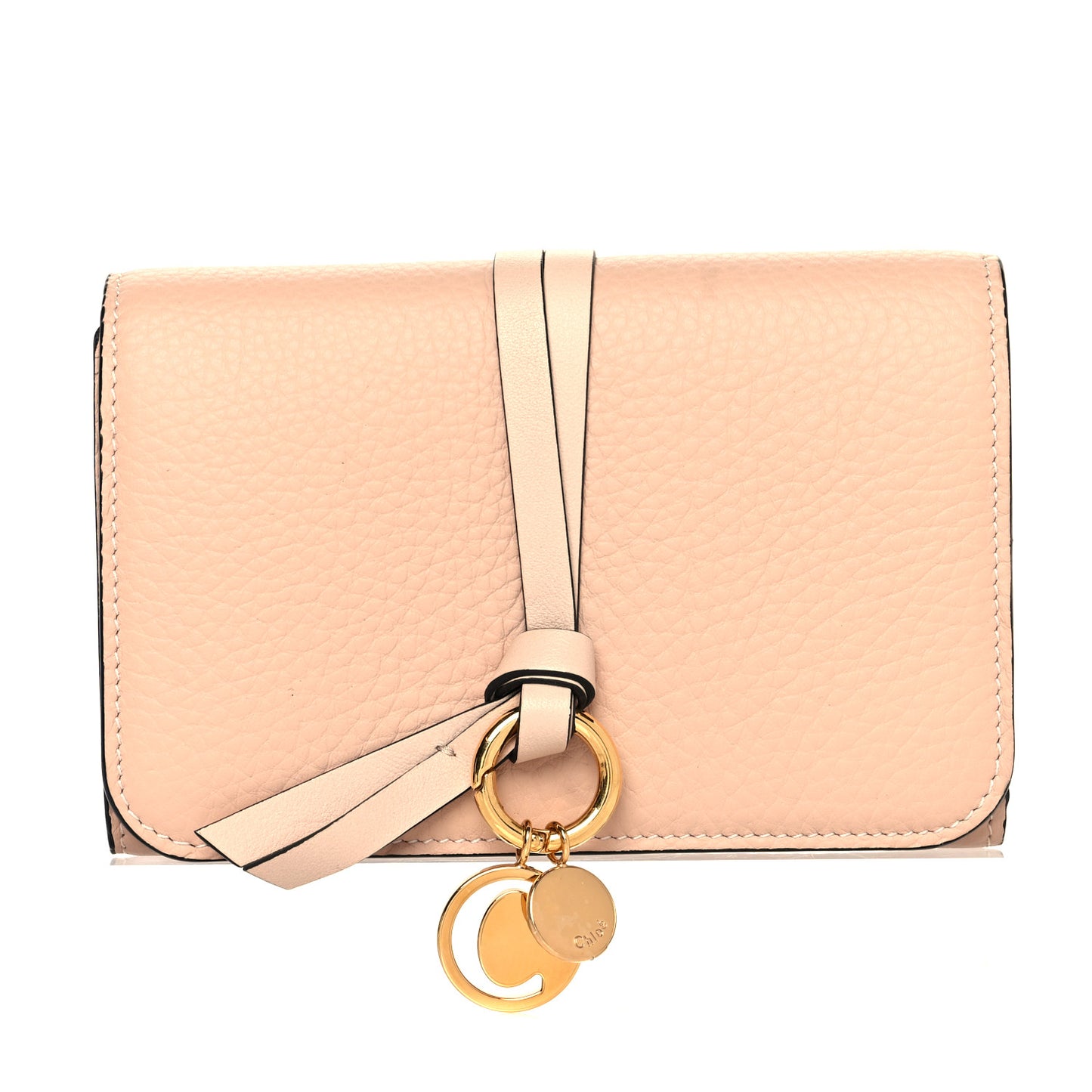 Calfskin Alphabet Trifold Wallet Blush Nude