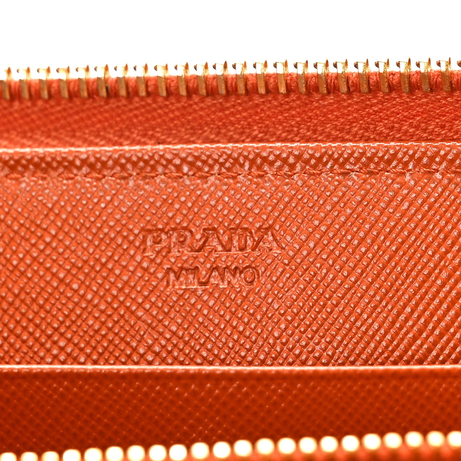 Prada Saffiano Metal Zip Around Wallet Rame 6 of 10