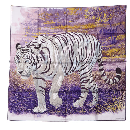 Hermes Silk Tigre du Bengale Scarf 90 Violet Gris Noir 2 of 6