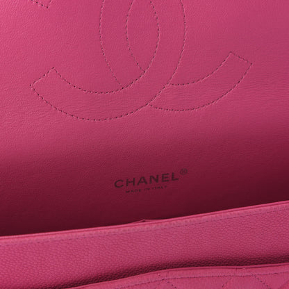 Chanel Iridescent Caviar Quilted Maxi Double Flap Hot Pink 7 of 9