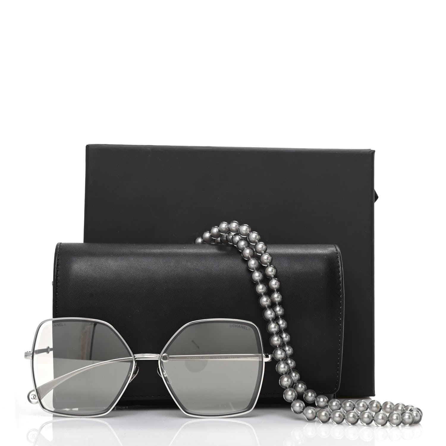 Chanel Butterfly Removable Pearl Chain Sunglasses 4262 Silver 7 of 7