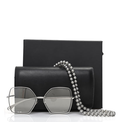Chanel Butterfly Removable Pearl Chain Sunglasses 4262 Silver 7 of 7