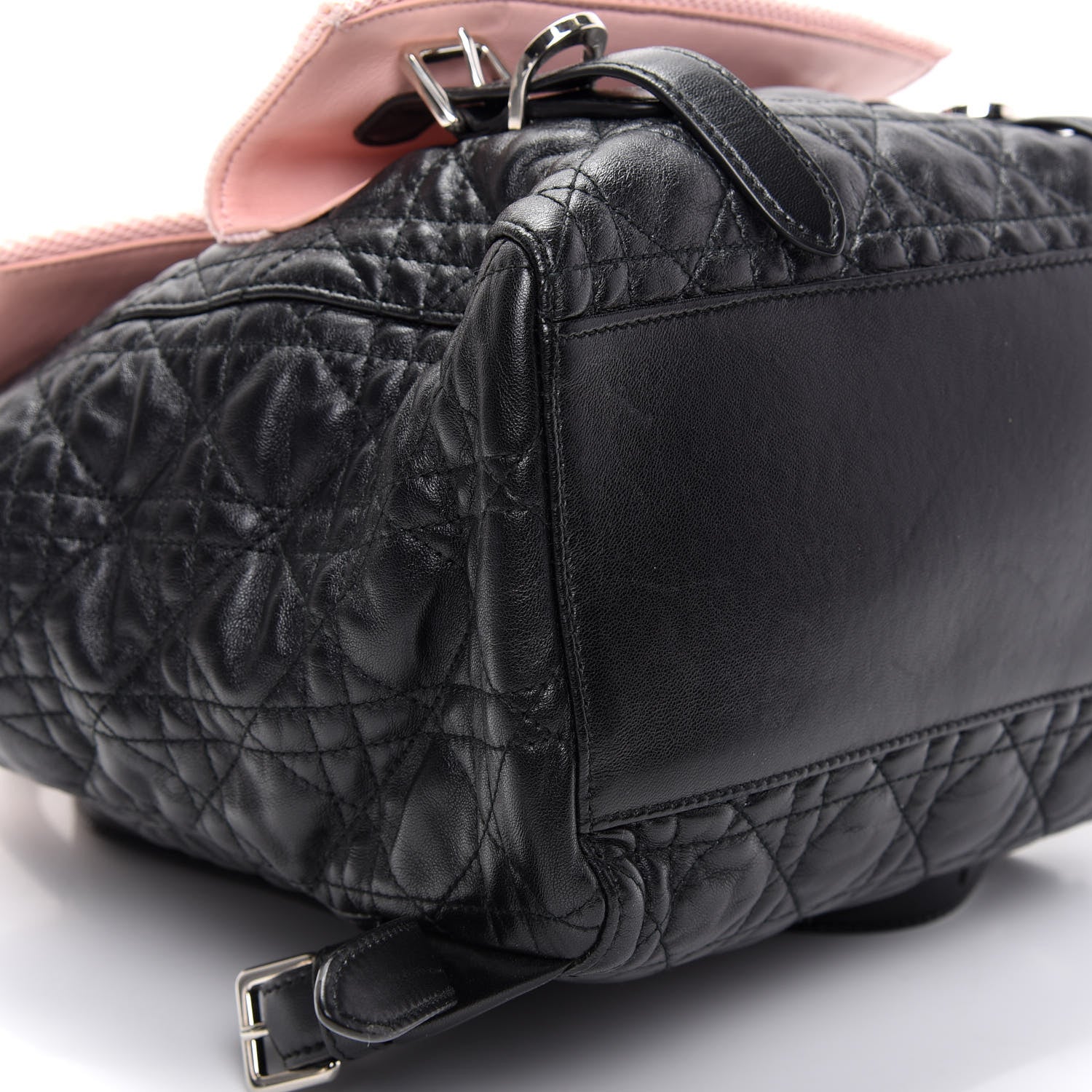 Christian Dior Lambskin Mesh Cannage Embroidered Large Stardust Backpack Black Pink 6 of 9