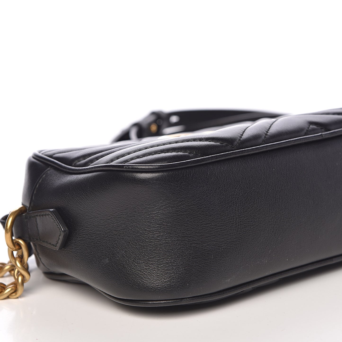 Calfskin Matelasse Small GG Marmont Chain Shoulder Bag Black