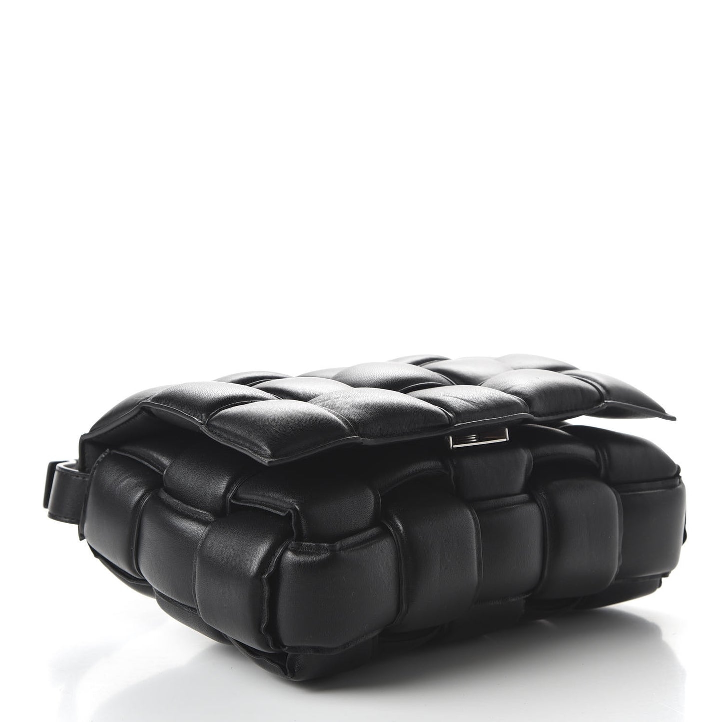 Nappa Maxi Intreccio Padded Cassette Crossbody Bag Black