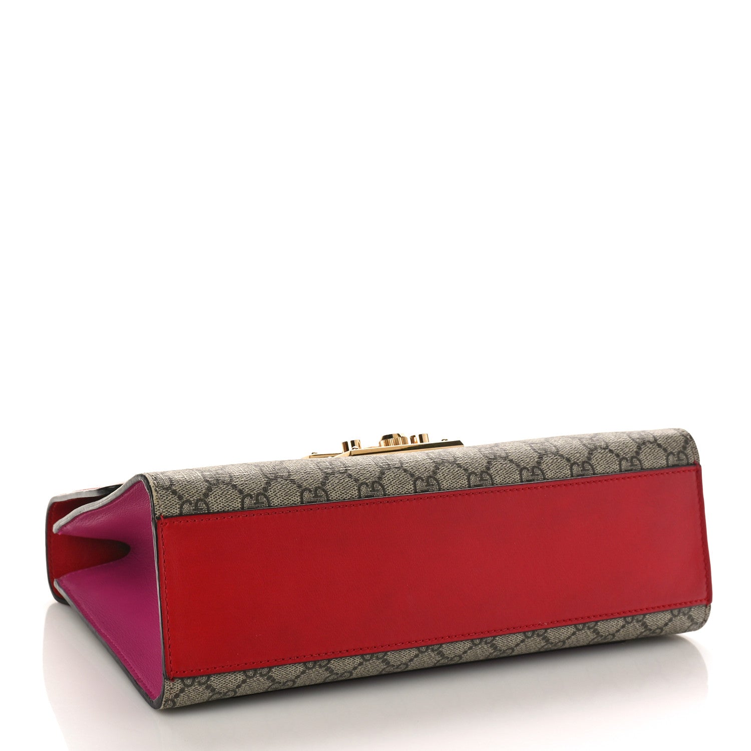 Gucci GG Supreme Monogram Calfskin Medium Padlock Shoulder Bag Beige Hibiscus Red New Rosette 4 of 10