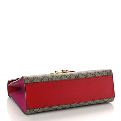 Gucci GG Supreme Monogram Calfskin Medium Padlock Shoulder Bag Beige Hibiscus Red New Rosette 4 of 10