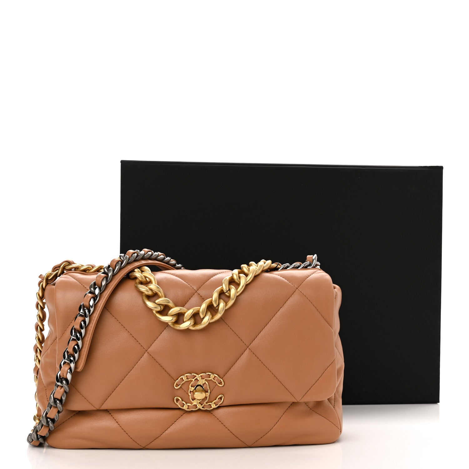 Chanel Lambskin Quilted Large Chanel 19 Flap Brown 11 of 11