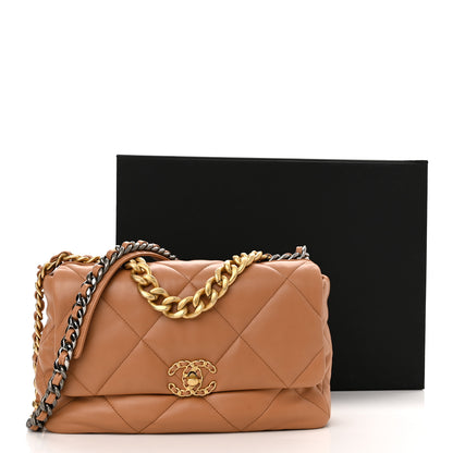 Chanel Lambskin Quilted Large Chanel 19 Flap Brown 11 of 11