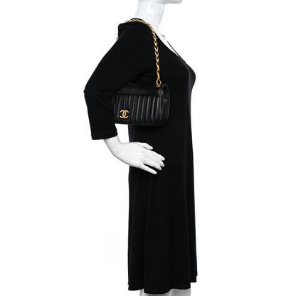 Chanel Calfskin Vertical Quilted Single Flap Black 2 of 12