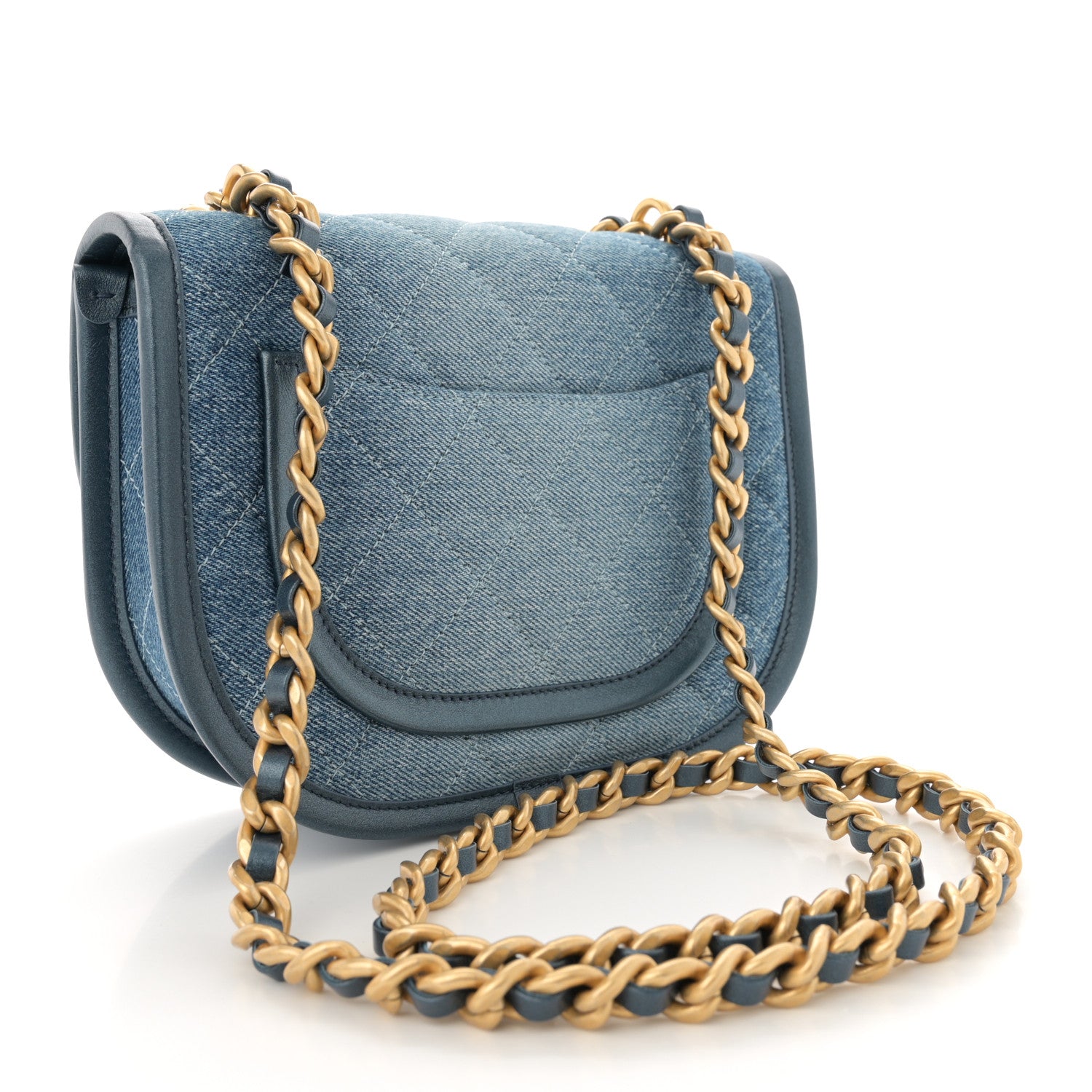 Chanel Washed Denim Quilted Small Messenger Flap Blue 3 of 11