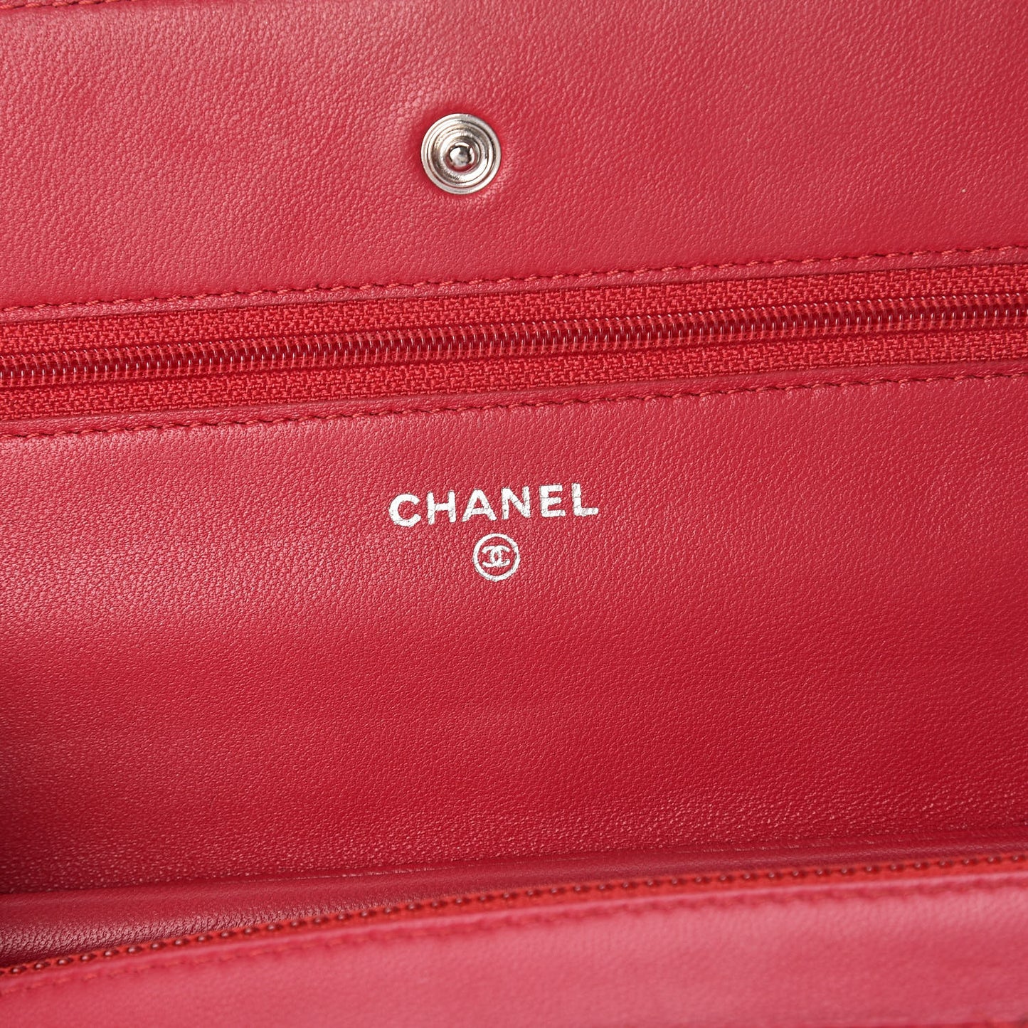 Lambskin Quilted Wallet On Chain WOC Dark Pink