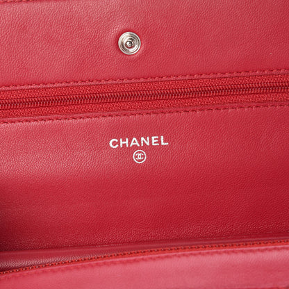 Chanel Lambskin Quilted Wallet On Chain WOC Dark Pink 8 of 11