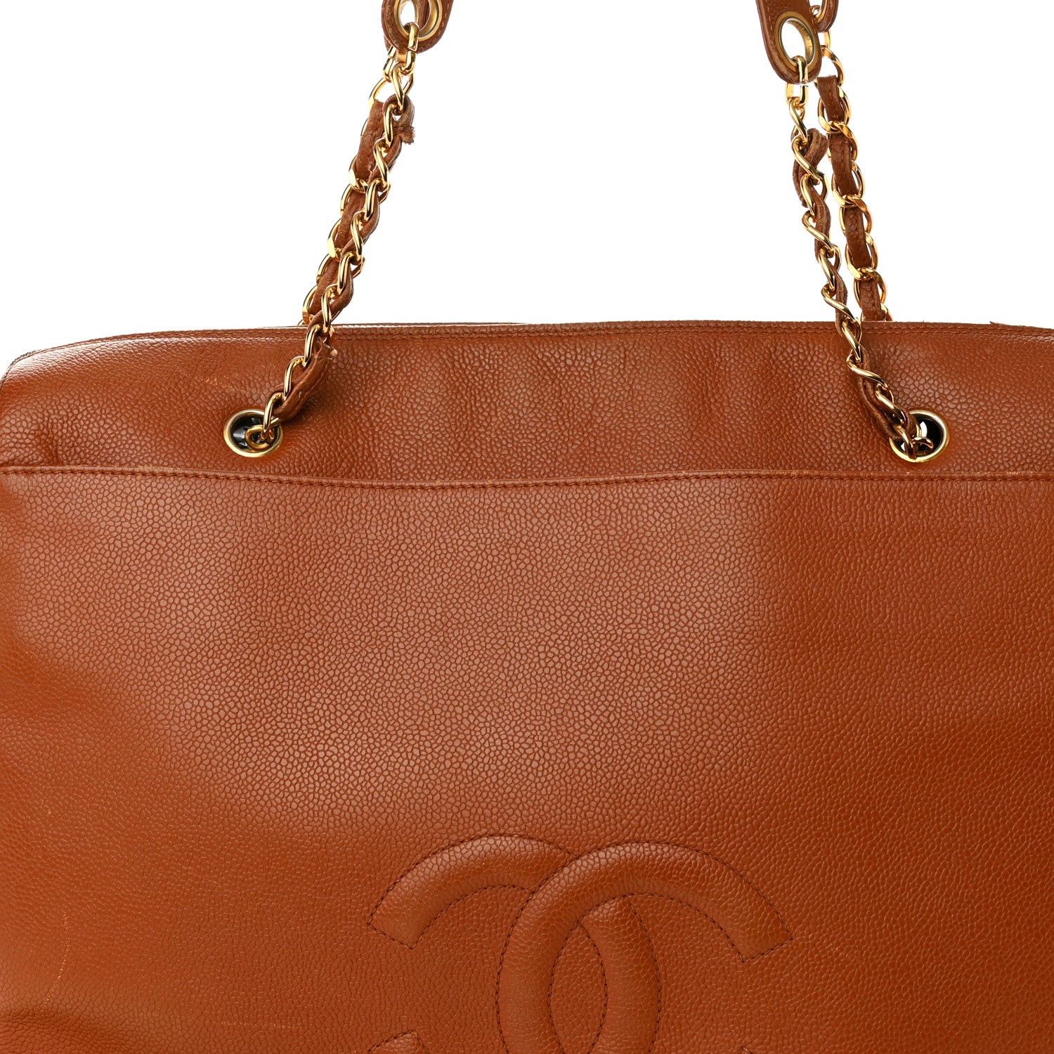 Chanel Caviar Large CC Shoulder Bag Light Brown 8 of 12