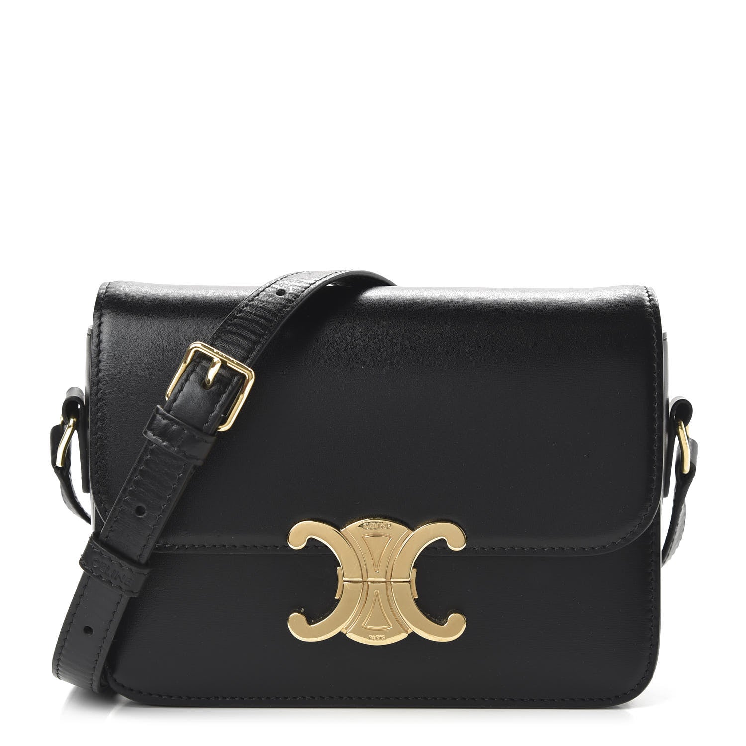 Celine Shiny Calfskin Small Triomphe Black 1 of 10