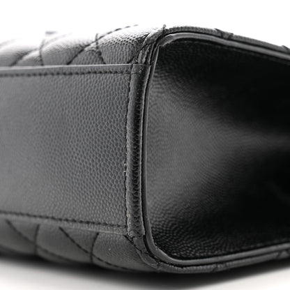 Saint Laurent Grain De Poudre Textured Mixed Matelasse Large Triquilt Monogram Monochrome Satchel Black 9 of 11