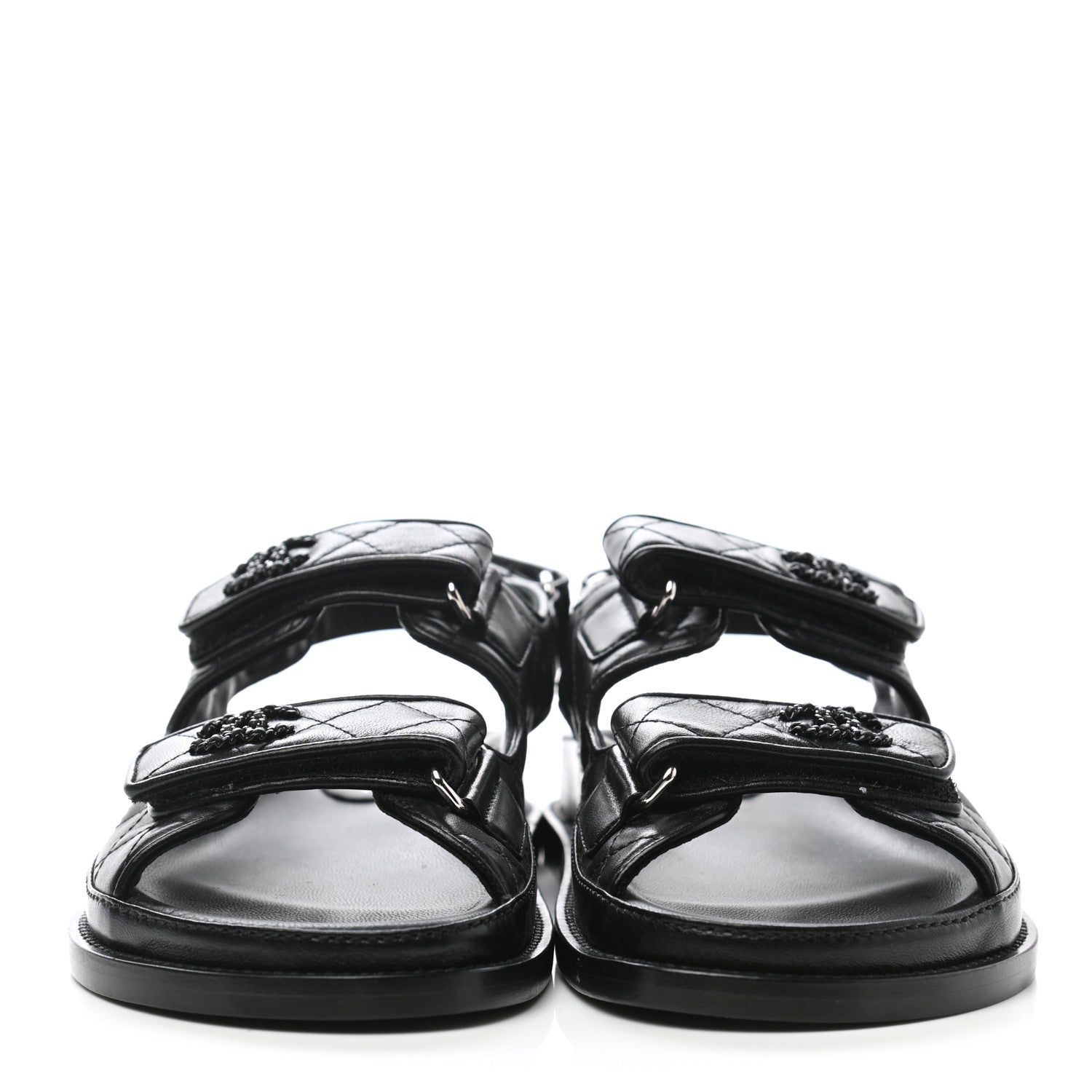 Chanel Lambskin Quilted Velcro Dad Sandals 35.5 So Black 2 of 11