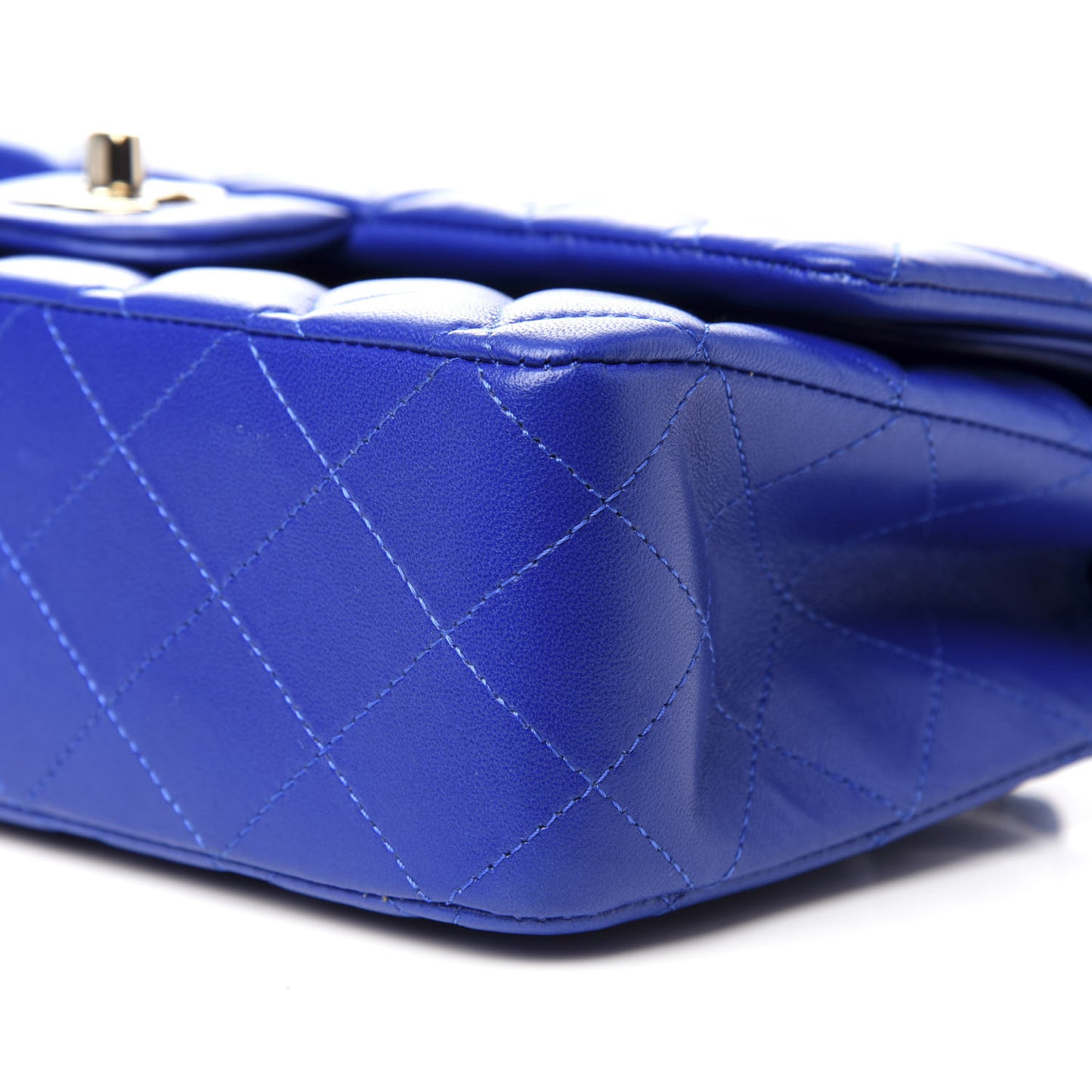 Lambskin Quilted Medium Double Flap Blue