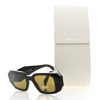 Prada Acetate Symbole Marbled Sunglasses SPR 17W Black Yellow 8 of 8